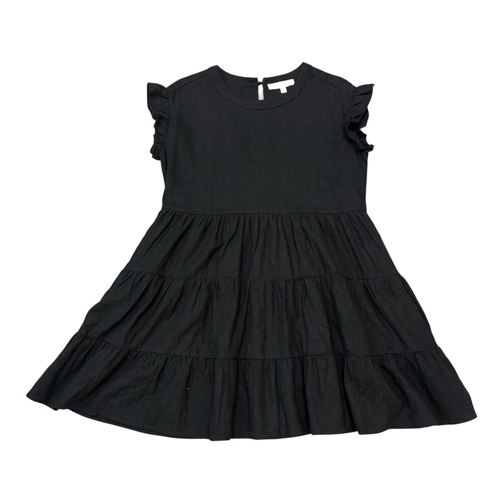 Adyson Parker Linen Blend Tiered Dress Size S Pockets